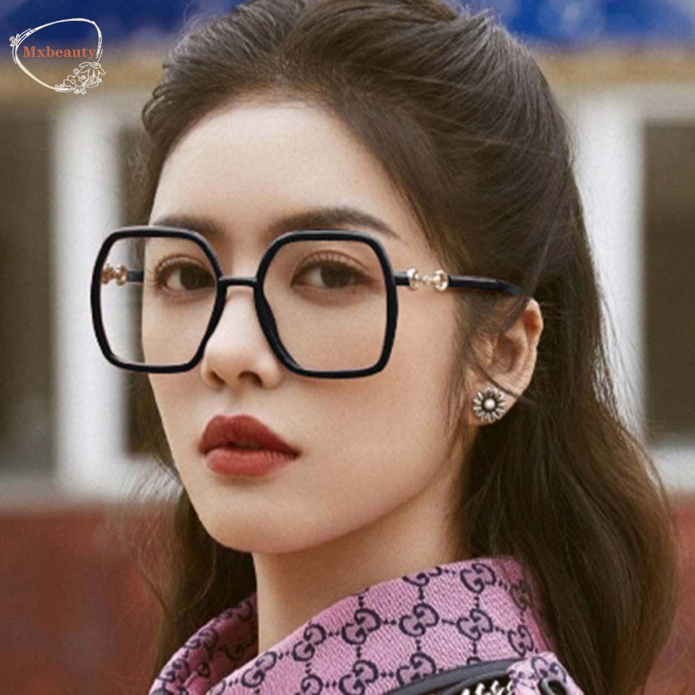 Mxbeauty Kacamata Anti Radiasi Optik Hitam Komputer Eyewear Metal Frame Lensa Bening Square Wanita Eyeglasses