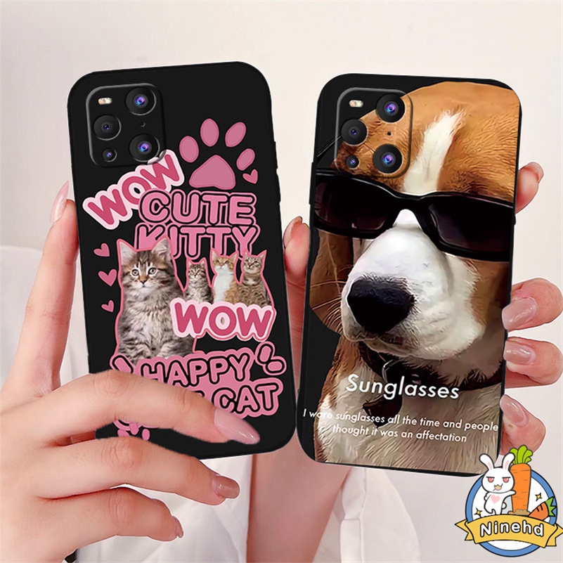 IPHONE Casing Kompatibel Untuk Iphone14 13 12 11 Pro Max X Xr Xs Max8 7 6 6s Plus SE 2020 Lucu Imut Kucing Anjing Tepi Lurus Silikon Casing Ponsel Pelindung Lensa Shockproof Cover Pelindung