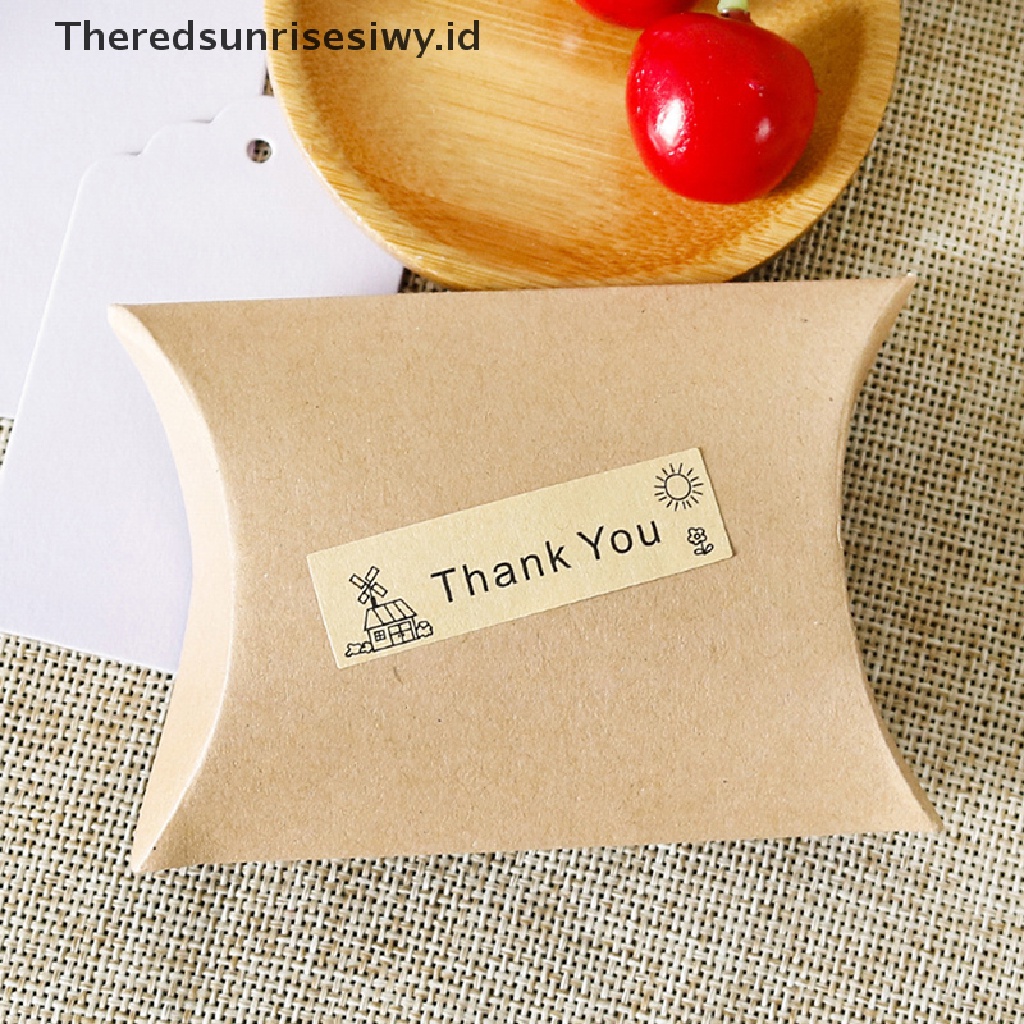 # Kado Mom &amp; PAPA DIY # 120 Pcs Kraft Thank You Stiker Kreatif Buatan Tangan Craft Amplop Sealing Labels~