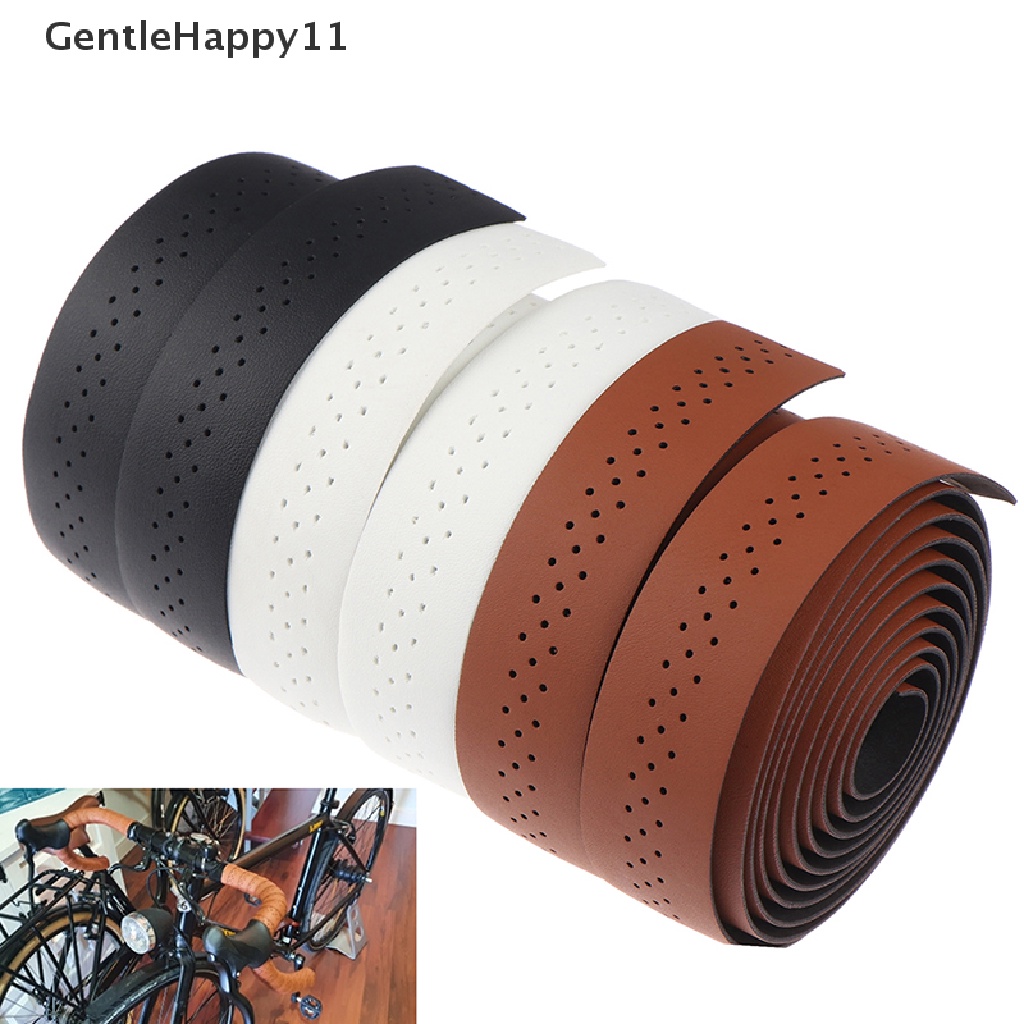 Gentlehappy Tape Stang Sepeda Road Bike PU Leather Sabuk Berlubang Bernapas Lembut id