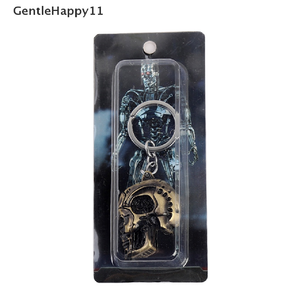 Gentlehappy Vintage Charm Terminator Skull Head Keychain Fashion Liontin keyring Kunci Mobil id