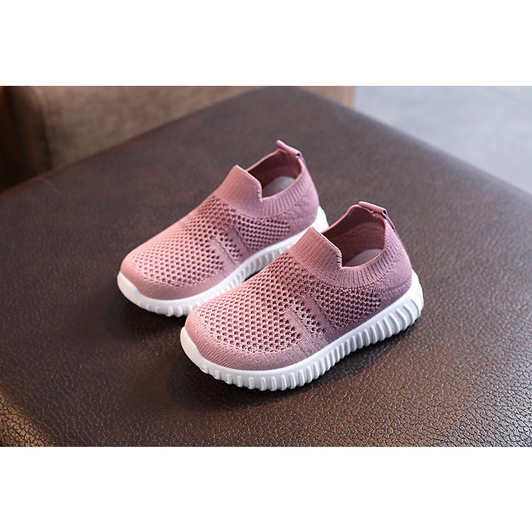 TOPGROSIR LV0298 Sepatu Kanvas Import Slip On Anak Rajut Gradasi Kasual Bernapas Kekinian