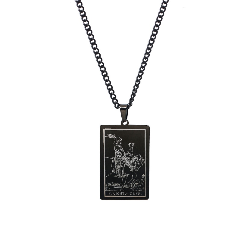 Z H Perhiasan Vintage Waite Tarot Suci Grail Ksatria Liontin Fashion Pria Anti Karat Kalung Hip Hop Baja Titanium Aksesoris Pesta