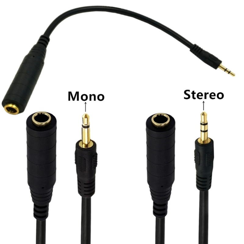 Cre Universal 6.35mm Ke 3.5mm Mono/Stereo Headphone Gitar Extension Cable Cord Kabel 1/4inch Female Ke 1/8inch Male