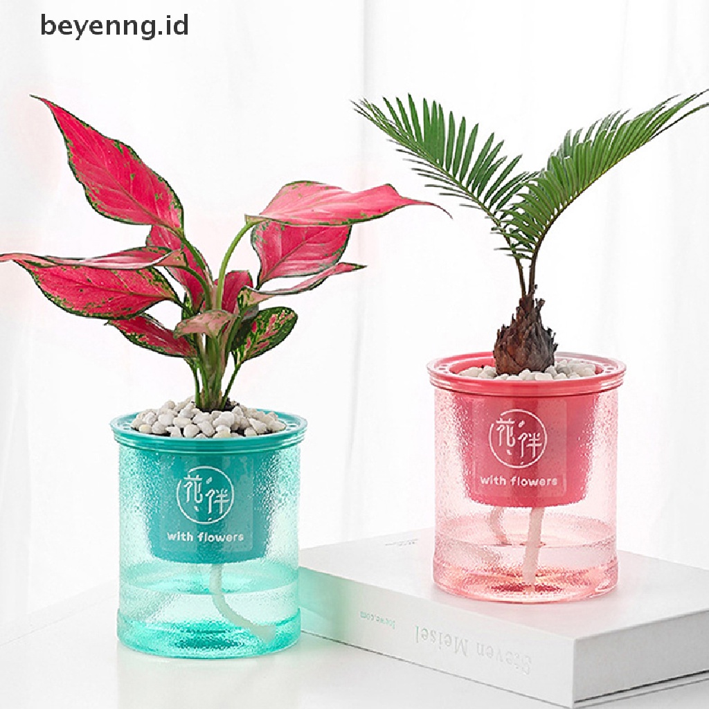 Beyen 1Pcs Pot Bunga Self Watering Air Otomatis Pot Bunga Plastik Transparan ID