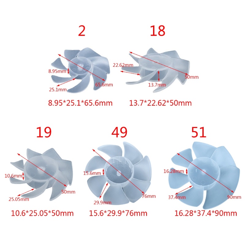 Cre Mini Fan Blade, Fan Blade Plastik Pengganti Daya Kecil Pengering Rambut Daun Kipas Aksesoris Motor