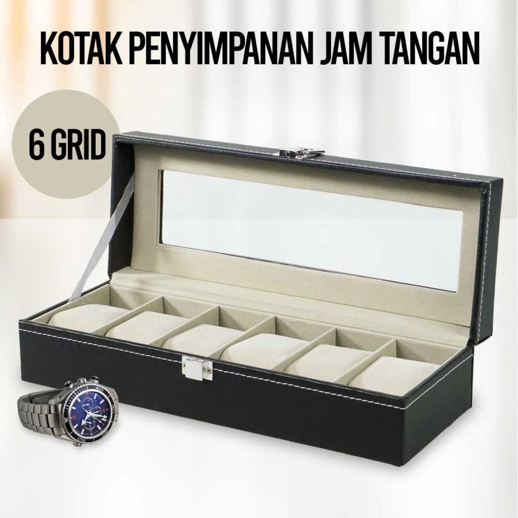 Kotak Penyimpanan Jam Tangan Aksesoris Storage Organizer Box 6 Grid