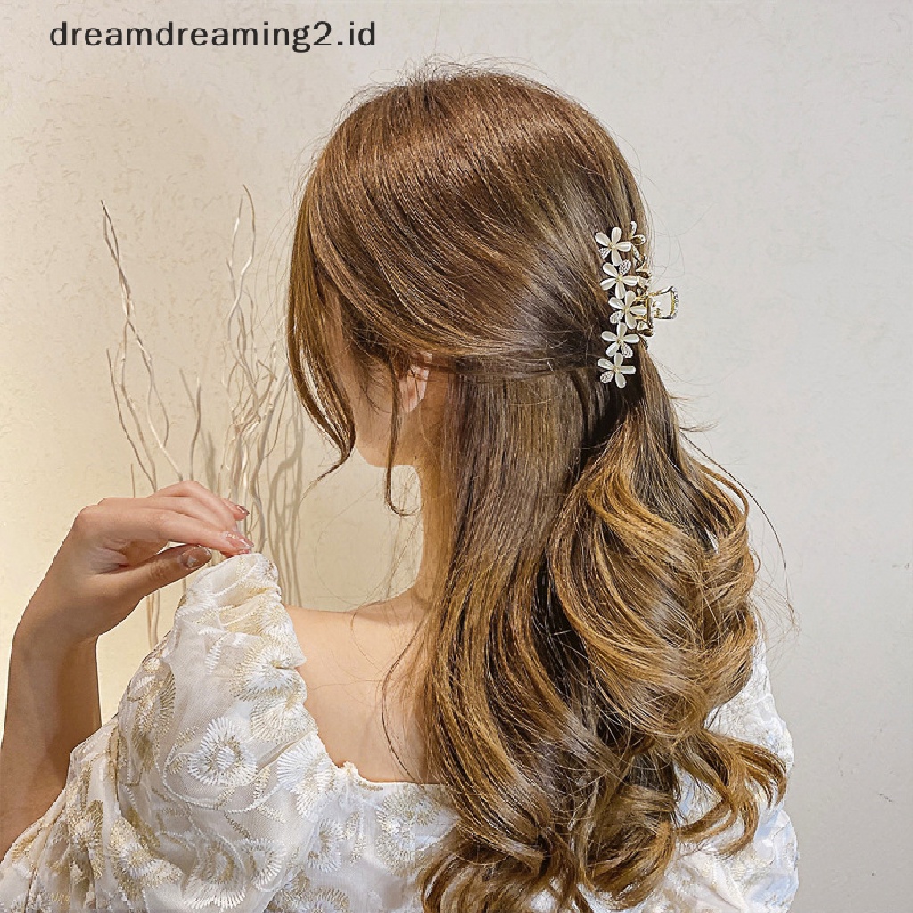 (dream) Mutiara Berlian Imitasi Jepit Rambut Fashion Bunga Hair Claw Elegan Wanita Klip Rambut Gadis Aksesoris Rambut//