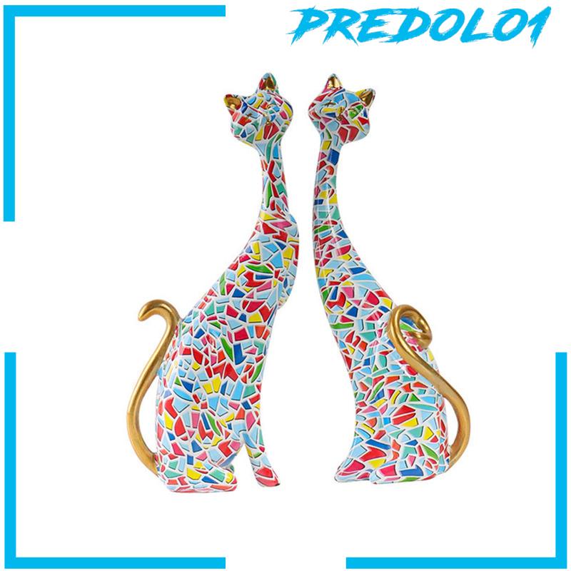 [Predolo1] 2buah Patung Kucing Patung Hewan Bahan Resin Untuk Ruang Tamu Patung Abstrak