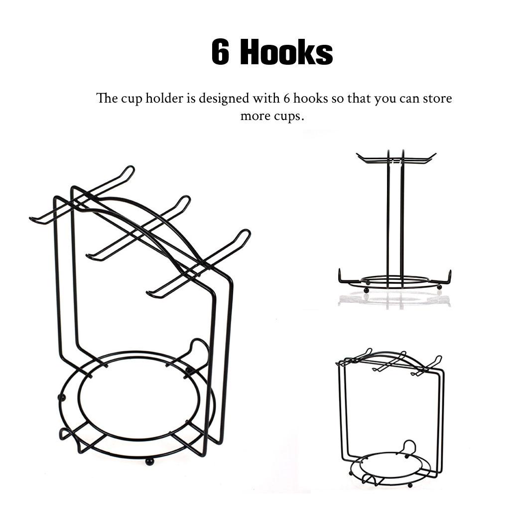 Tempat Gelas Kopi Stainless Steel Portable Anti Korosif 6kait Rumah Dapur Cafe Mug Piring Stand Base Aksesoris