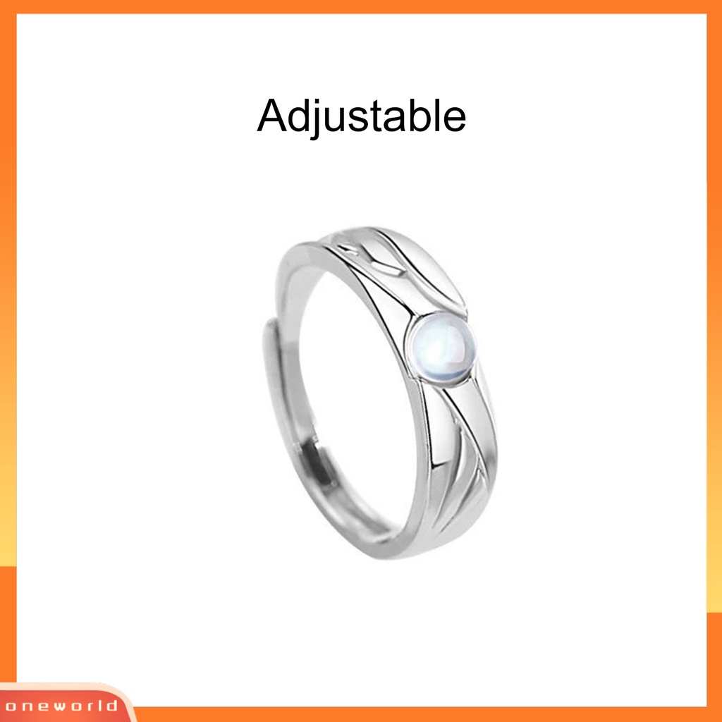 [EONE] Cincin Couple Vintage Glazed Black White Faux Moonstone Desain Pembukaan Yang Dapat Disesuaikan Hadiah Hias Tren Siswa Terbuka Cincin Perhiasan Pakaian Sehari-Hari