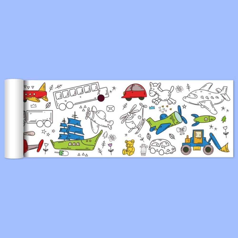 Lanfy Menggambar Roll Anak 30 * 90cm Mainan Gambar Edukasi Dini Diy Sticky Color Drawing Game Coloring Paper Roll