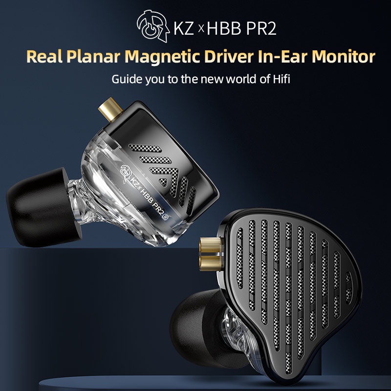 Kz x HBB PR2 In-Ear Metal Earphone Planar Driver Magnetik IEM HIFI Headphone Monitor Earbuds Bass Sport Headset