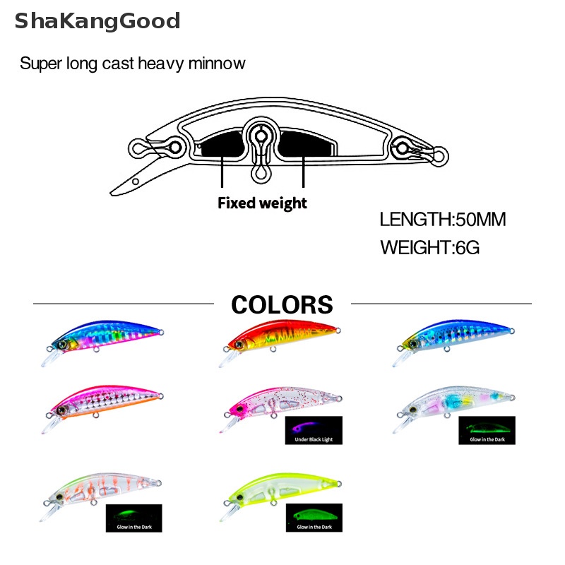 Skid 5cm 6g Fishing Lure Hardcore LG Ikan Kecil Berat 50S Wobbler Tenggelam Umpan Keras SKK