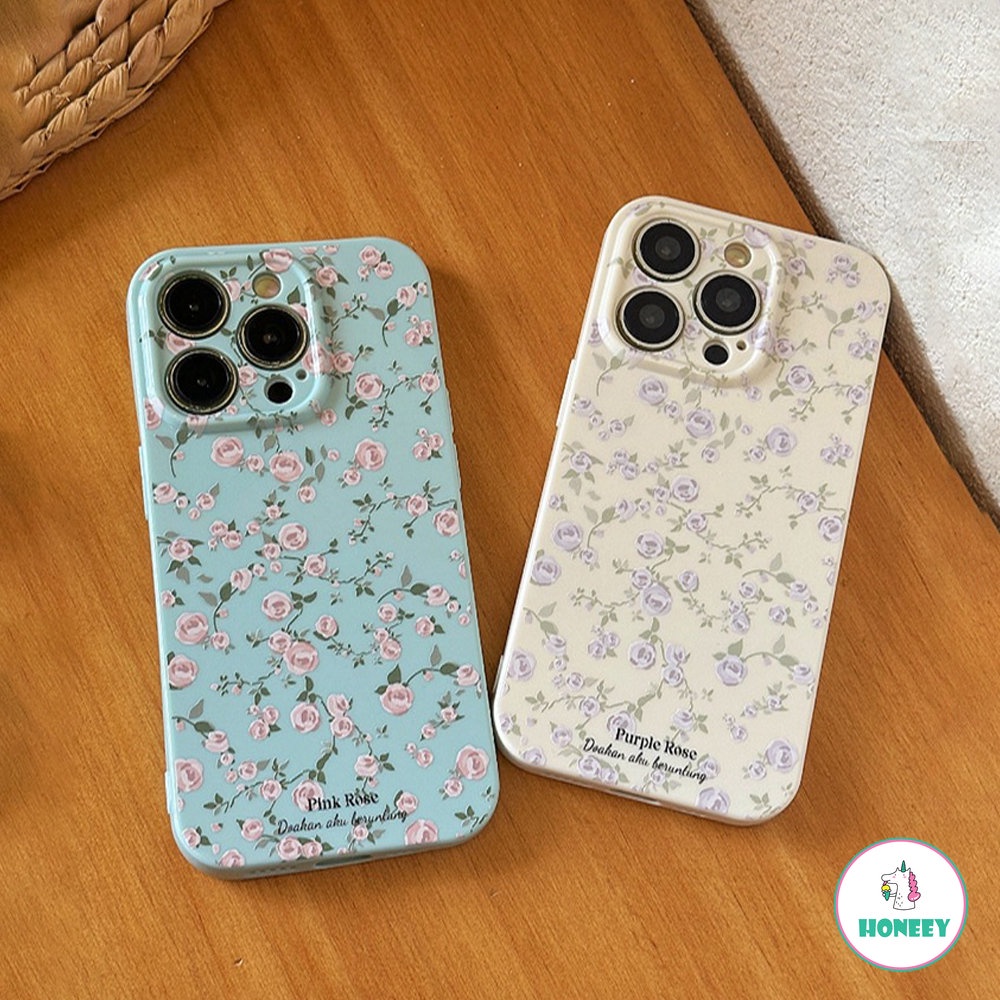 IPHONE Korea Lucu Bunga Casing Ponsel Kompatibel Untuk Iphone14 13 12 11 Pro Max 14plus TPU Lembut Putih Biru Bunga Penutup Belakang