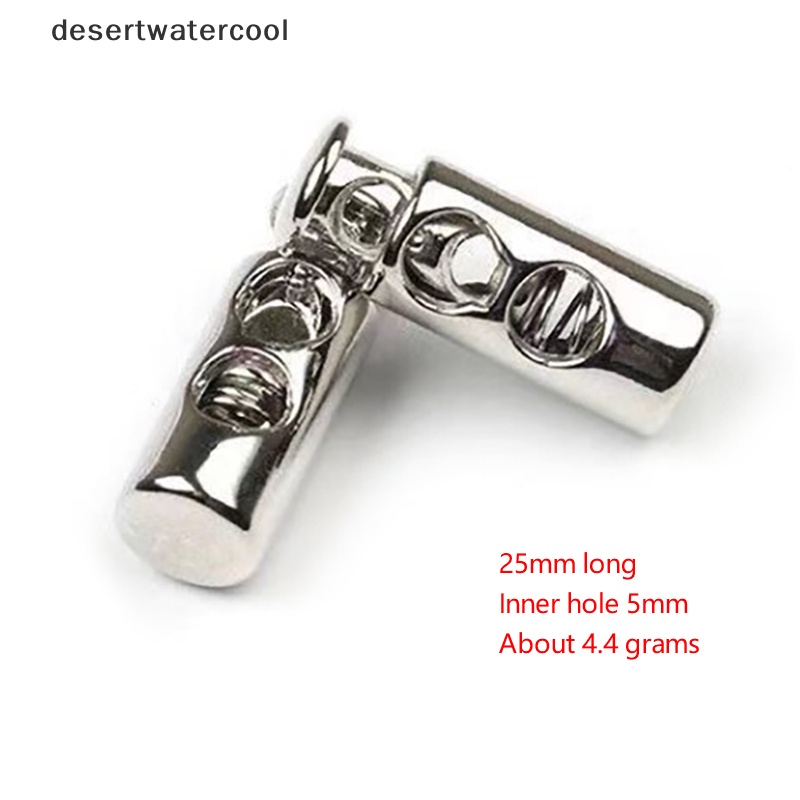 Deid 10pcs Metal Black Cord Lock Spring Clasp Stopper Dua Lubang Stopper Serut Martijn