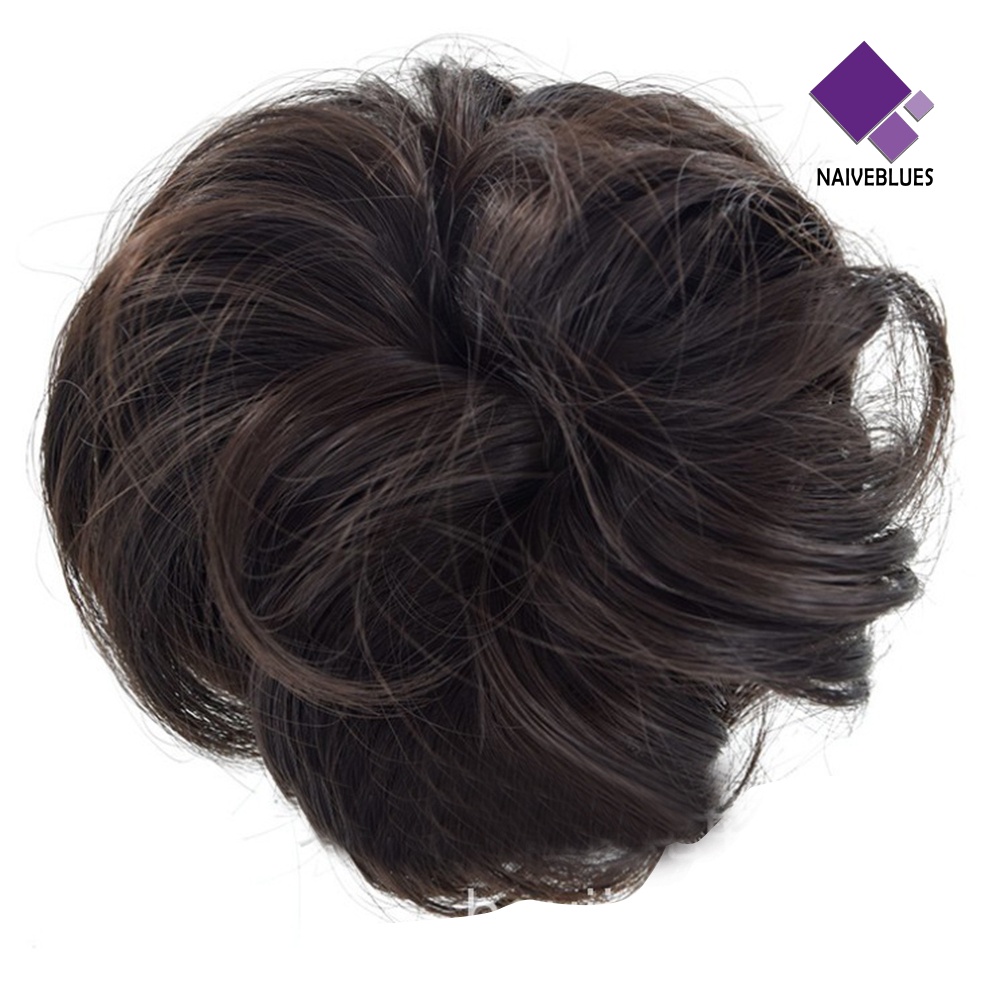 &lt; Naiveblues &gt; Wanita DIY Elastis Keriting Wig Rambut Cincin Hiasan Kepala Chignon Ponytail Sopak
