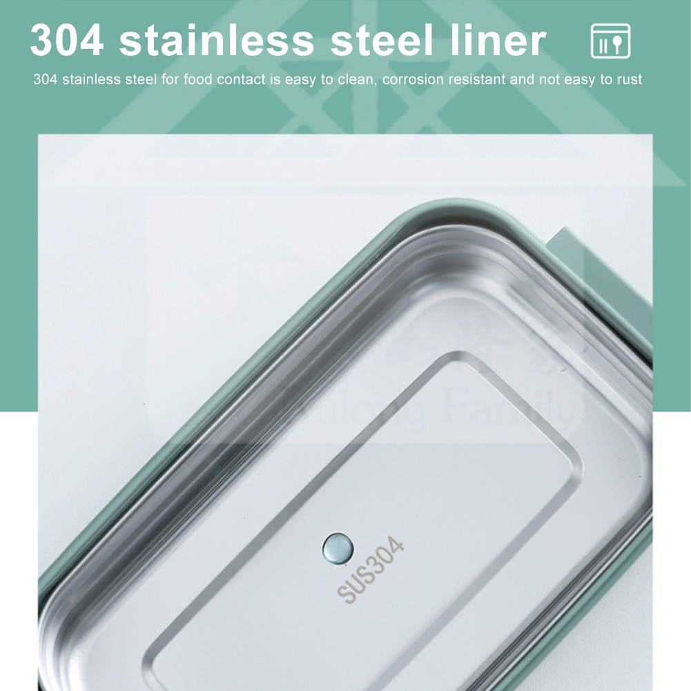 Lunch Box Leakproof Stainless Steel Picnic With Cutlery Adults Kids Double Layer