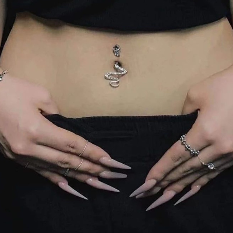 Cincin Pusar Kuku Pusar Ular Sexy Pusar Tembaga Liontin