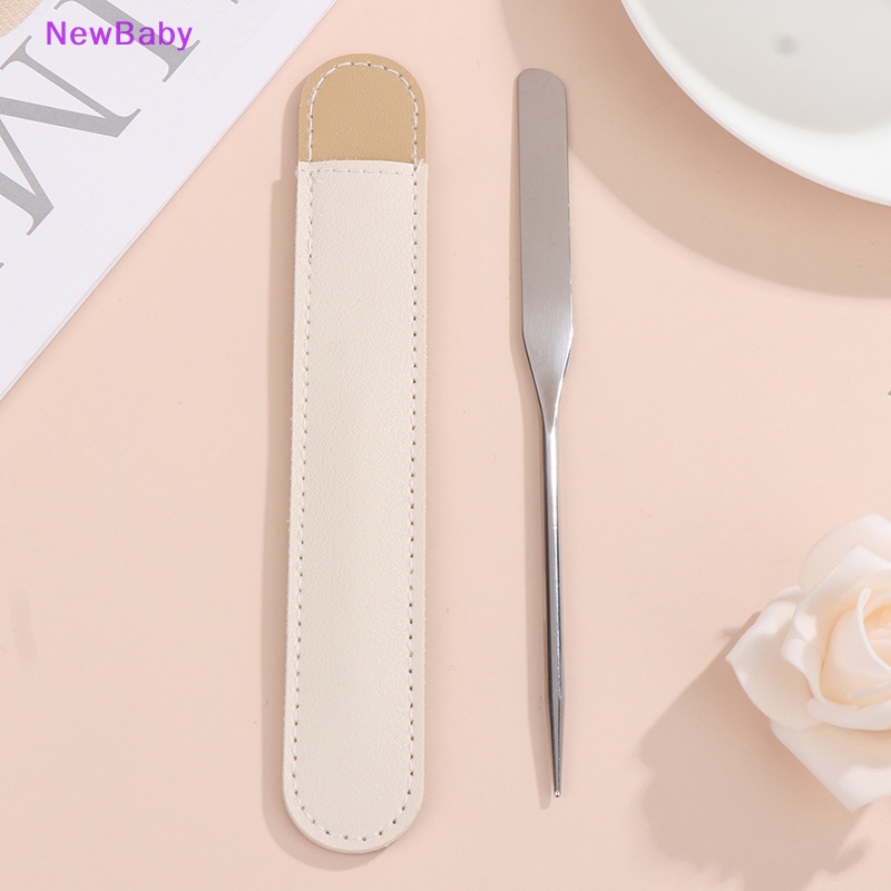 Newbaby Spatula Toner Makeup Kepala Ganda Stainless Steel Dengan Stik Pencampur Tas PU ID