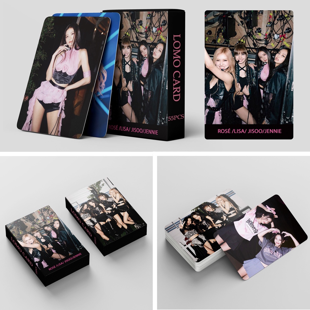 55pcs/box Hitam-PINK Coachella Photocard JENNIE JISOO ROSE LISA Lomo Kartu Blackpink Kpop Postcards Blackpink