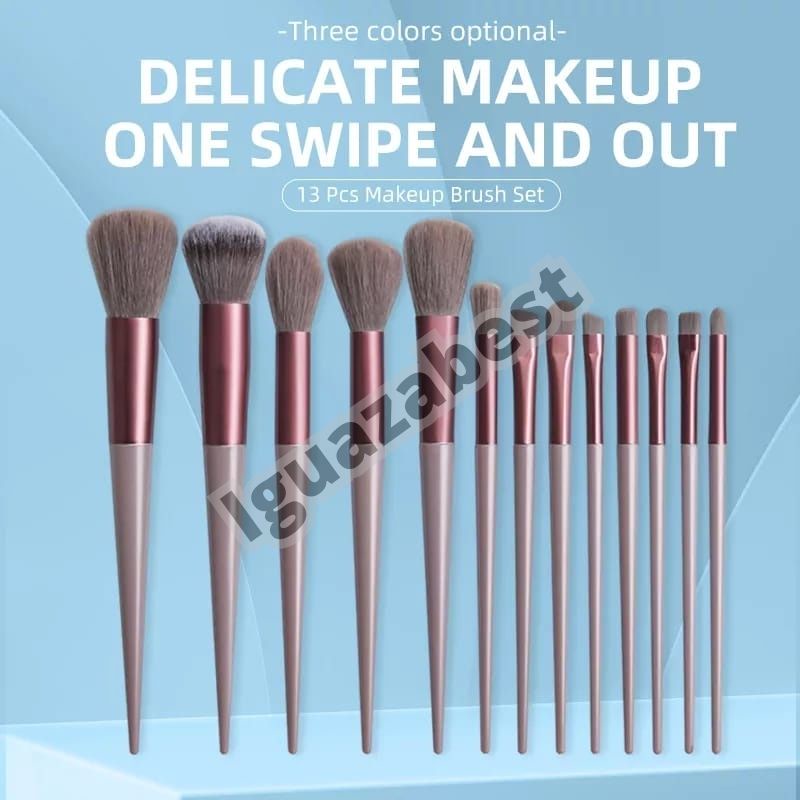 Kuas make up set 13pcs kosmetic Brush Powder Eye Shadow Foundation Blusher Blending Beauty Gratis Pouch