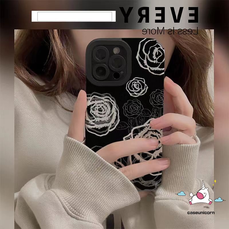 Casing Ponsel Kompatibel Untuk iPhone 7Plus 8Plus 11 12 13 14 Pro Max7 8 Plus X XR XS MAX Trendi Merek Retro Bunga Mawar Shockproof Mewah Tekstur Kulit Silicon Lembut Tpu Cover