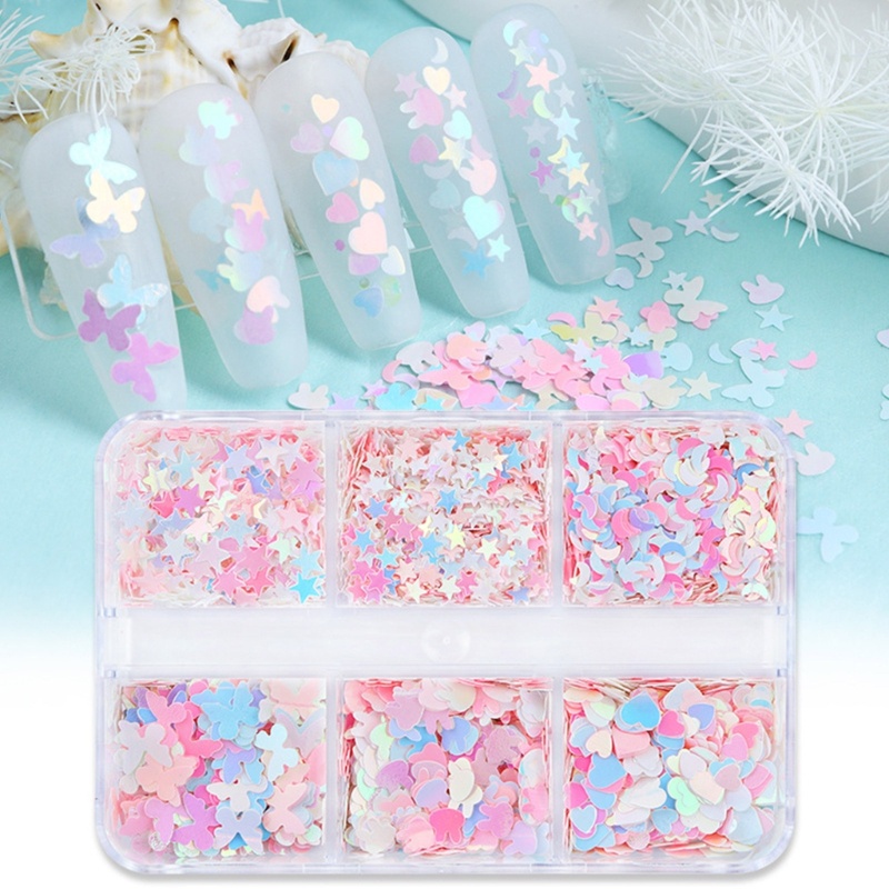 Sa Moon Heart Glitter Sequin Sparkling Sequin Mix Nail Glitter Mix Manicure Dekorasi Sequin Berkilau Untuk DIY Nail