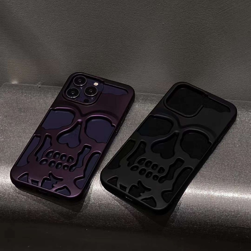 IPHONE Casing Ponsel Keren Berongga Tengkorak Buram Dilapisi Cocok Untuk Iphone14 13 12 11 Pro Max 14Plus Skeleton Matte Surface Phone Case