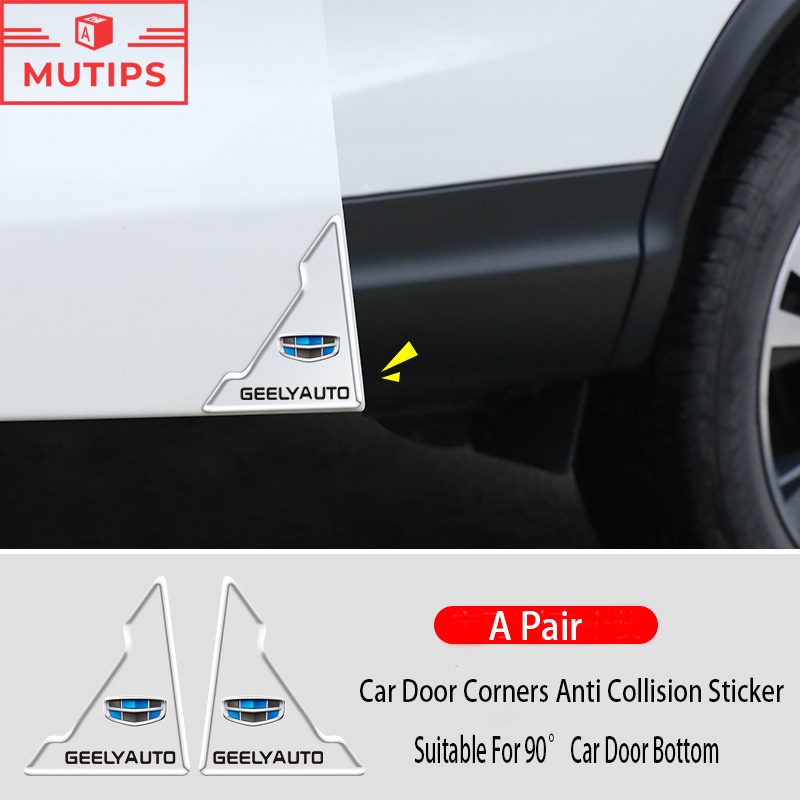 Geely 2Pcs/Set Bar Pelindung Stiker Sudut Pintu Mobil Anti-Tabrakan Untuk Okavango Azkarra Emgrand Coolray