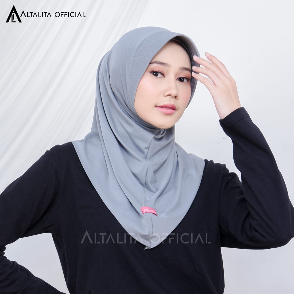 Altalita - Hijab Bergo Sporty Instan pet Bahan Jersey Spandek Premium Polos Cocok Untuk Sekolah Olahraga dan Sehari-Hari