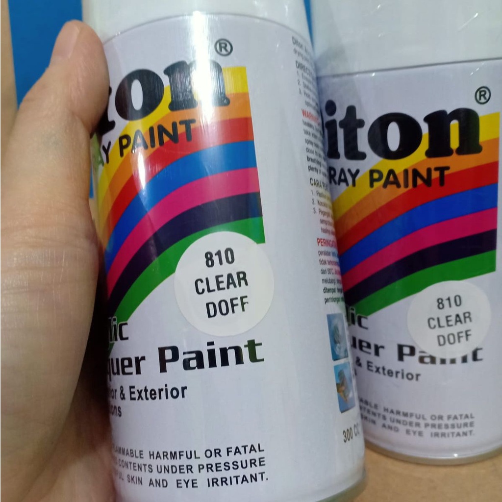 SOLID COLOURS DITON Spray Paint Acrylic Lacquer Paint Pilox Pilok Cat Semprot - 810 CLEAR DOFF / PERNIS DOP TIDAK MENGKILAP (300cc / 300ml)