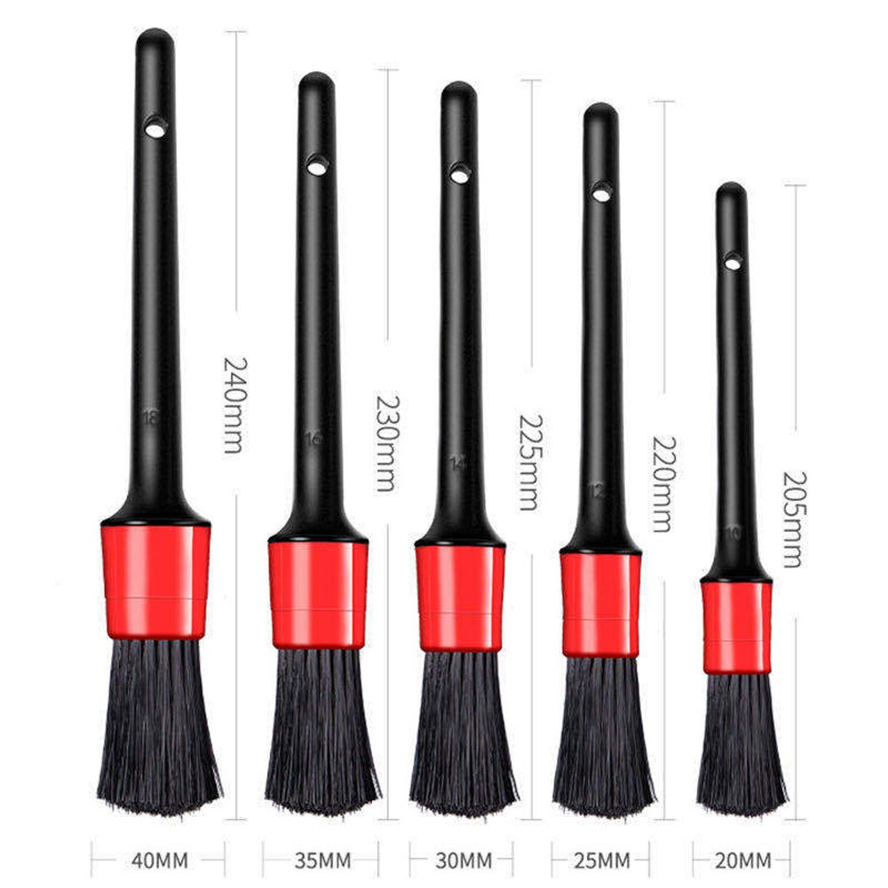 YGRETTE - Car Cleaning Brush Set 5pcs Auto Detail Brush Set AUTO DETAILING SIKAT KUAS SALON MOBIL CUCI WASH