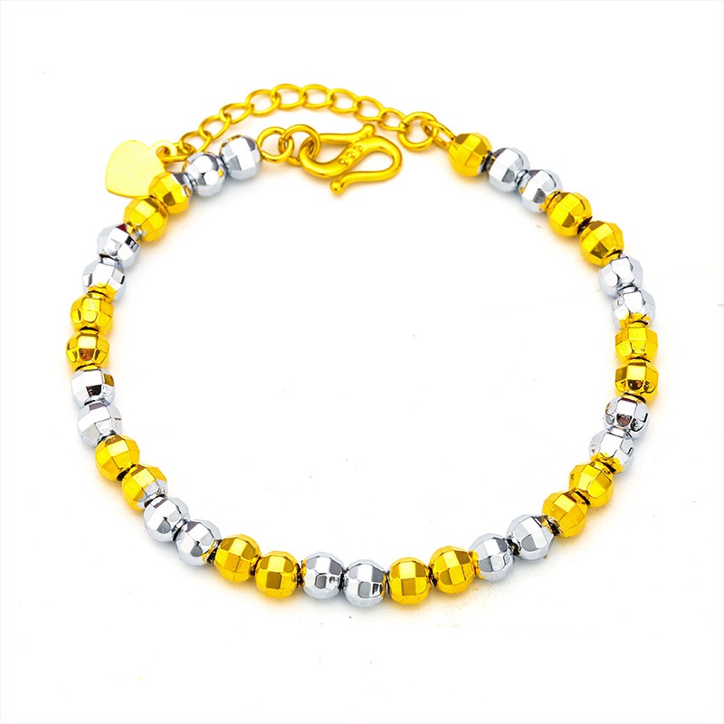 Goldkingdom Fashion Perhiasan Aksesoris Ready Stock Wanita Manik Emas Kecil Gelang Bracelet Gelang Lapis Emas Perak Dua Warna