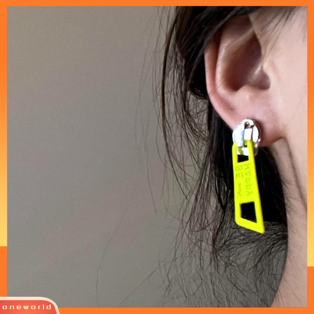 [EONE] 1pasang Menjuntai Anting Lucu Vintage Warna Cerah Eye-catching Pengerjaan Halus Berdandan Hypoallergenic Kepribadian Ritsleting Stud Earrings Perhiasan Aksesoris