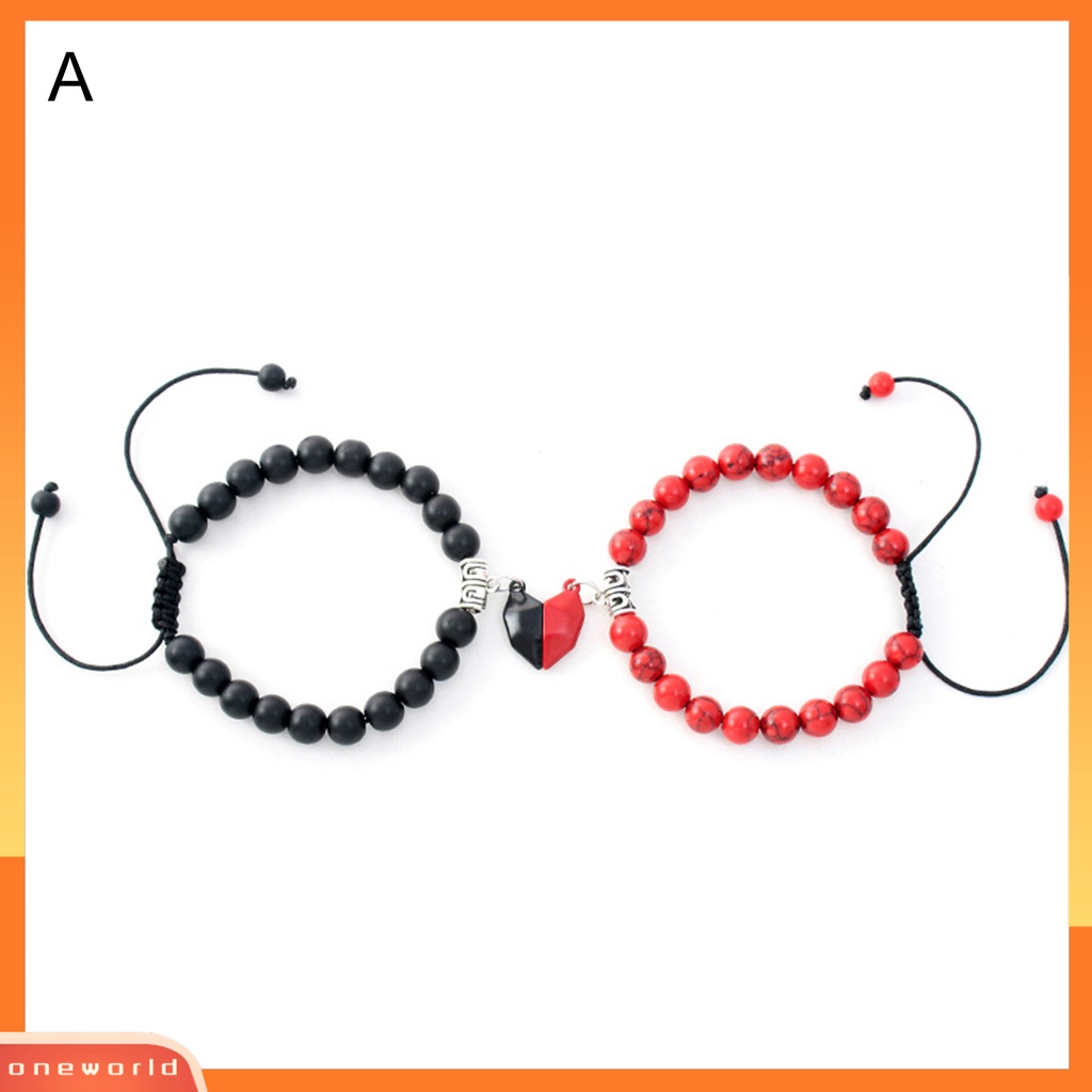 [EONE] 2 Pcs Couple Gelang ic Hati Pria Wanita Kilau Terang Halus Yang Sesuai Dengan Kekasih Gelang Perhiasan Hadiah