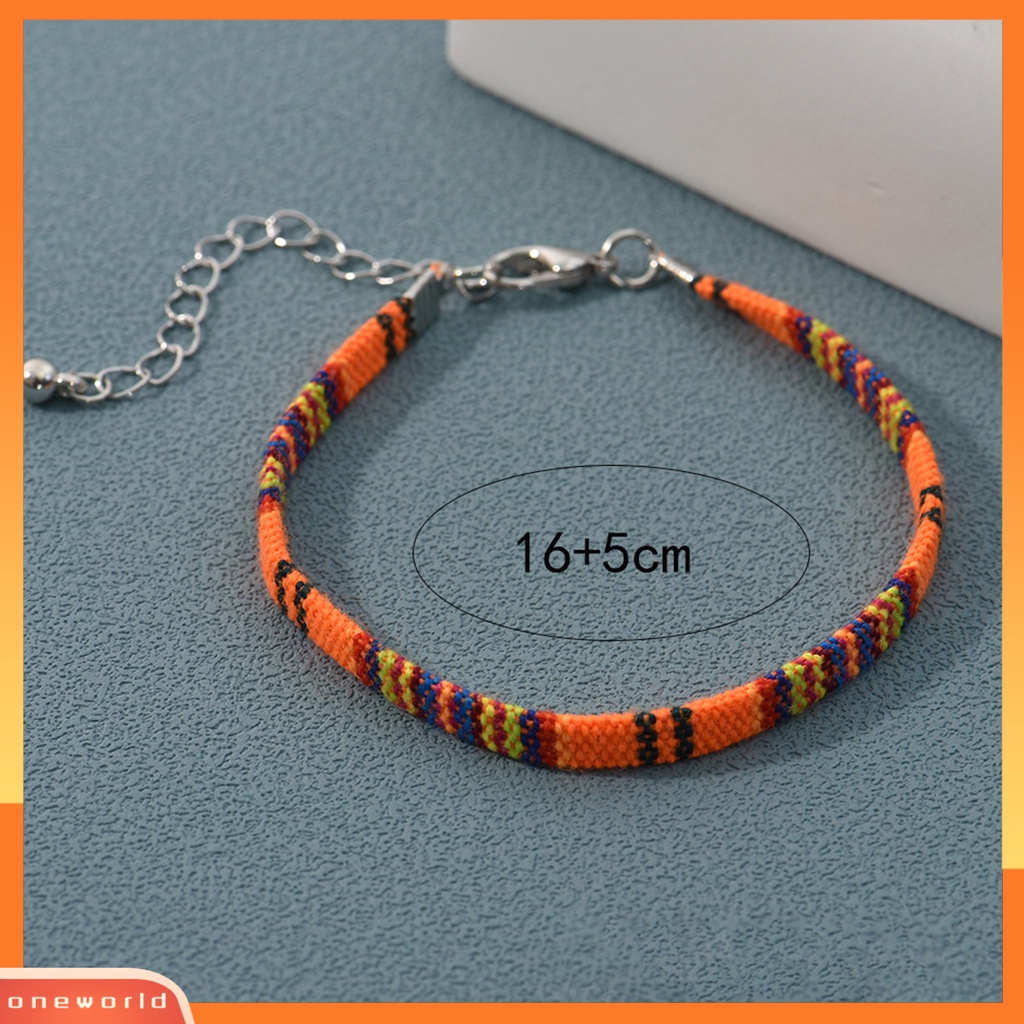 [EONE] Braided Gelang Bohemian Etnik Anyaman Adjustable Geometris Hias Hadiah Wanita Warna-Warni Tali Bangle Pergelangan Tangan Aksesoris Untuk Pakaian Sehari-Hari