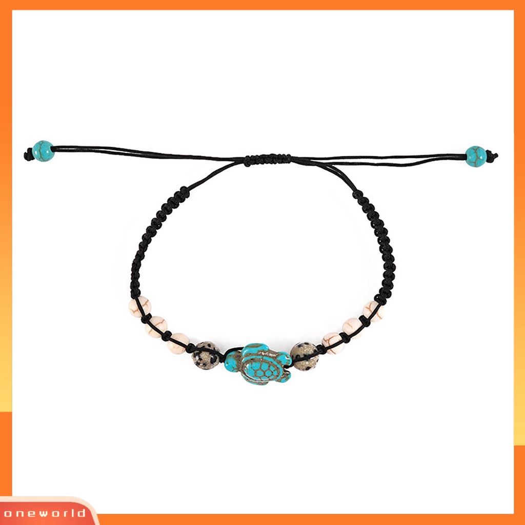 [EONE] 2 Pcs Manik-Manik Gelang Retro Kura-Kura Dekorasi Buatan Tangan Adjustable Pengerjaan Halus Dekorasi Portabel Bohemian Batu Persahabatan Gelang Aksesori Pakaian