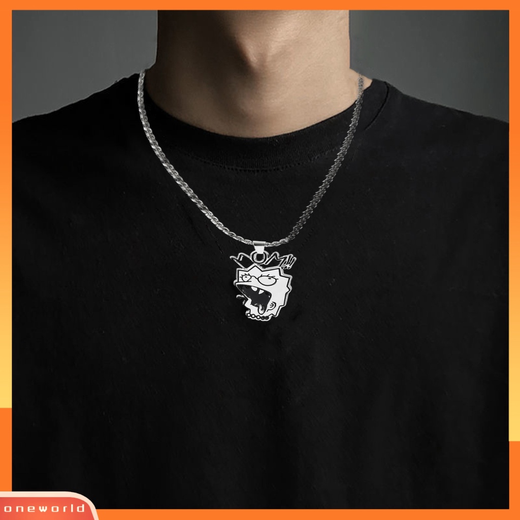 [EONE] Liontin Kalung Adjustable Ringan Mudah Dipakai Alergi Gratis Lucu Hias Titanium Steel Hip Hop Kalung Dengan Liontin Kartun Hadiah Untuk Remaja