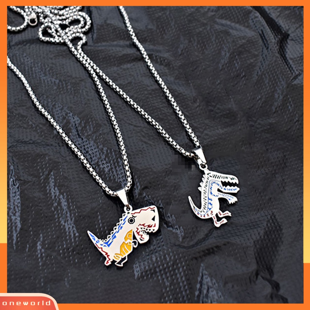 [EONE] Sweater Kalung Geometris Hewan Liontin Electroplating Anti-Karat Leher Ornamen Tahan Luntur Punk Lucu Dinosaurus Rantai Kalung Perhiasan Aksesori