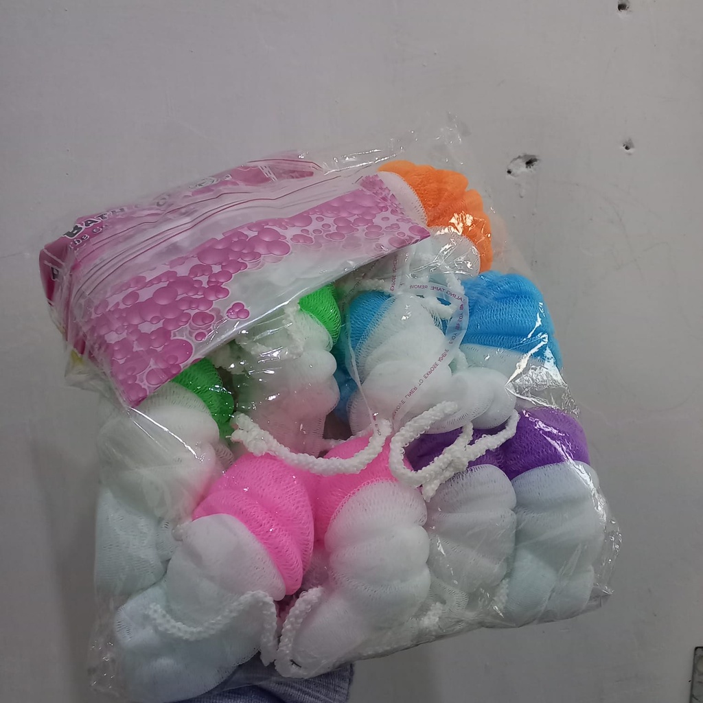 Spoon Mandi Badan Putih Warna - Type Kura Kura / Shower Puff Spons / Spon Jaring Bathroom Bahan Halus