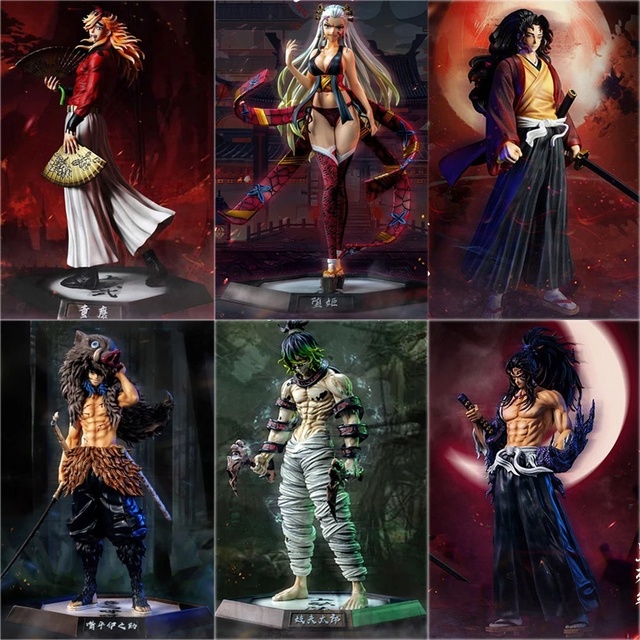 Patung Demon Slayer Kimetsu No Yaiba Model Patung Anime GK Daki Kokushibou Douma Action Figure Collection Model Mainan