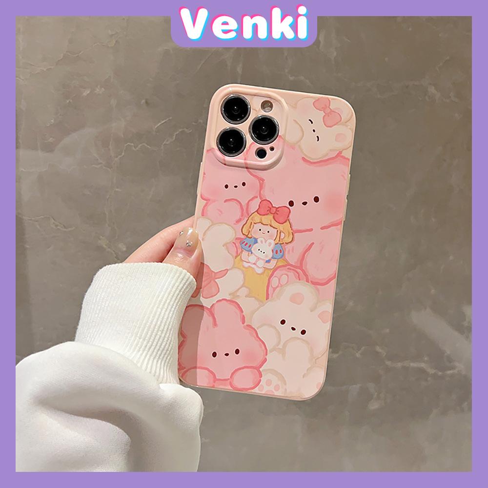 VENKI - For iPhone 11 iPhone Case Cream Glossy Soft Case TPU Shockproof Camera Cover Protection Cute Bear Compatible with iPhone 14 13 Pro max 12 Pro Max xr xs max 7Plus 8Plus