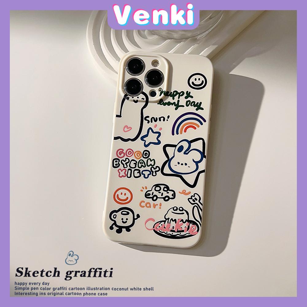 VENKI - For iPhone 11 iPhone Case White Glossy Film TPU Soft Case Shockproof Phase Cover Protective Cartoon Alphabet Compatible with iPhone 14 13 Pro max 12 Pro Max xr xs max 7 8