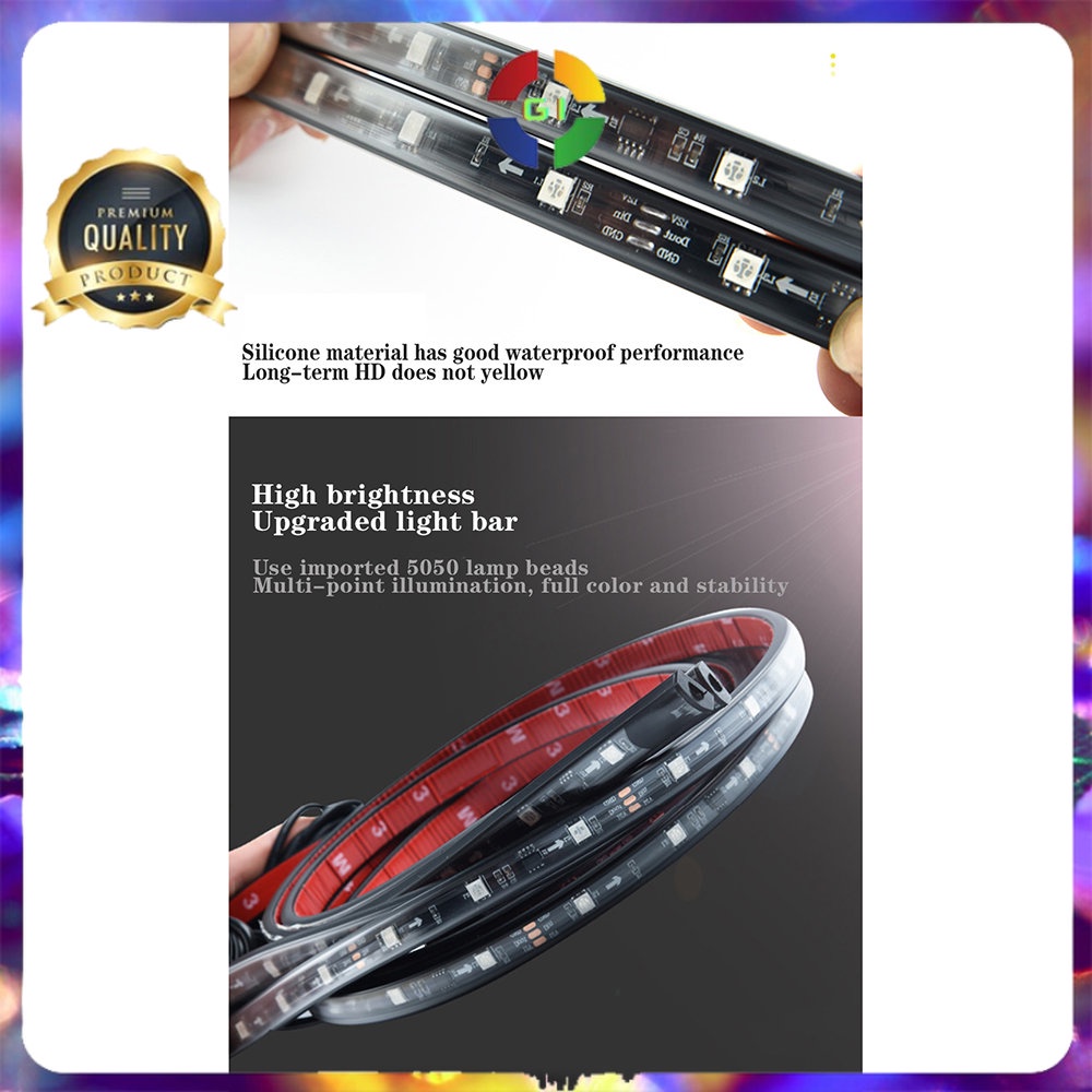LED Strip Flexible RGB 90+120 cm 4PCS Bluetooth App Controller Black