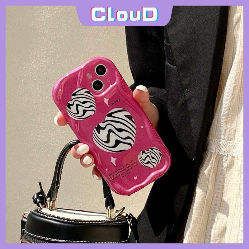 IPHONE Ins Fashion Cinta Hati Case Kompatibel Untuk Iphone11 14 13 12 Pro Max X7 8 6s 6 Plus XS Max 7Plus XR SE 2020 Shockproof Lembut Glossy 3D Wavy Curved Edge Phone Cover