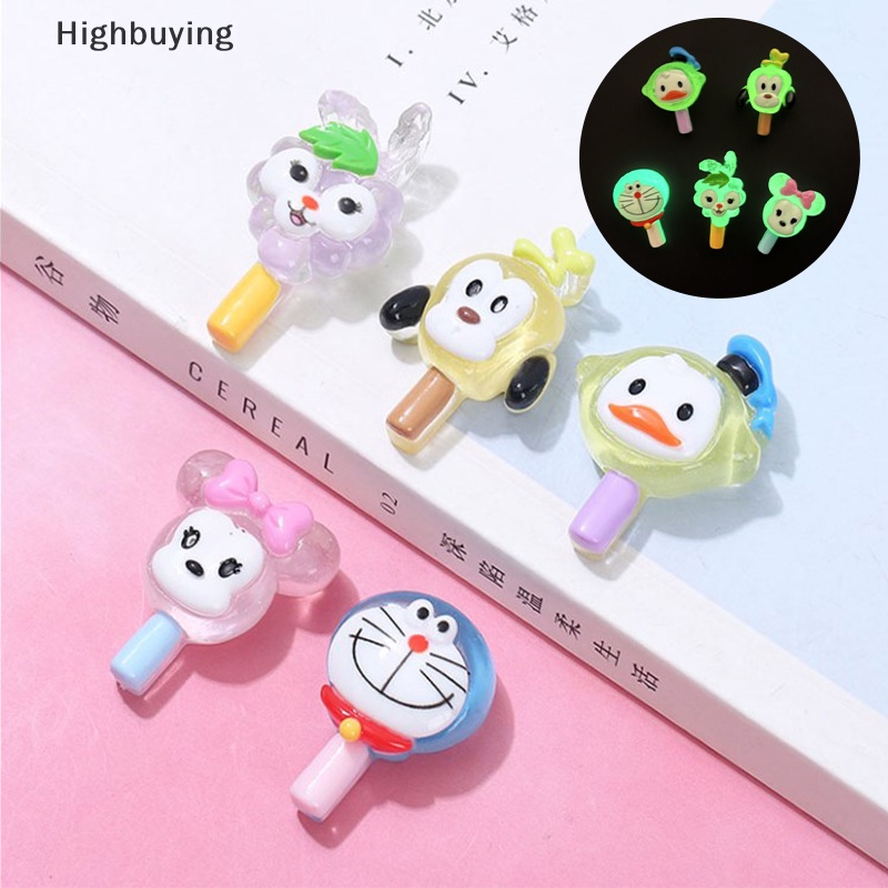 Hbid 5pcs Resin Bercahaya Kartun Mini Mainan Miniatur Diy Accessorie Craft Untuk Perhiasan Pesona Liontin Pasokan Glow In The Dark Art Dekorasi Glory