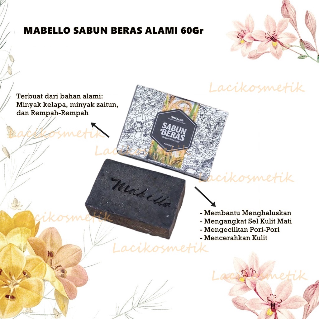 ✨LACIKOSME✨ MABELLO SABUN BERAS ALAMI - ORGANIC RICE SOAP MABELLO 60 GR BPOM