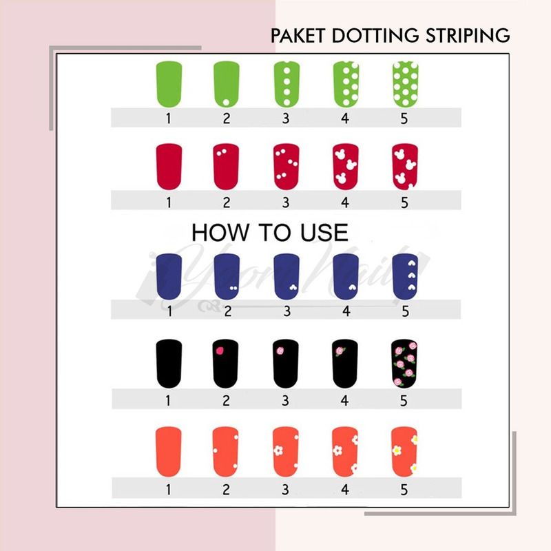 Paket dotting striping nail art dotting tools striping tape nail sticker