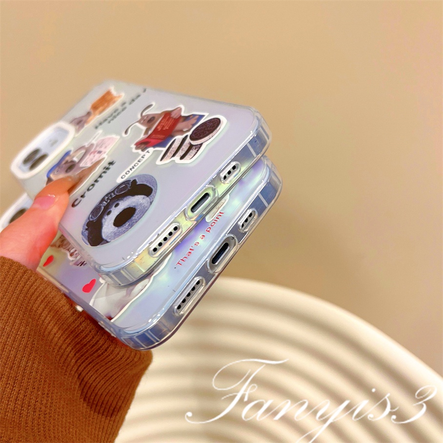 Compatible For IPhone 14 13 12 11 Pro Max X XR Xs Max 8 7 Plus SE 2020 Kompatibel Untuk Kucing Dan Anjing Biskuit IMD Laser Gradiasi Ponsel Case TPU Lembut Shockproof Cover Pelindung